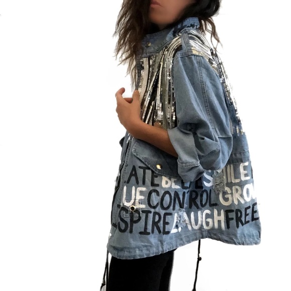 Wren + Glory ‘Positive Vibes’ Denim Jacket. - Picture 4 of 4